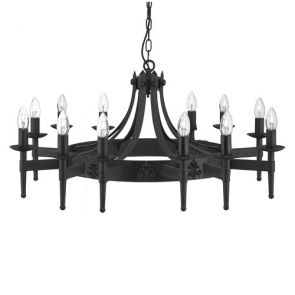  12 Light Ceiling, Wrought Iron Black BPOSL443