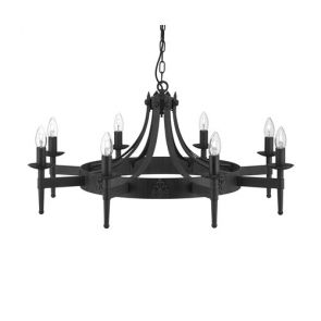  8 Light Ceiling, Wrought Iron Black BPOSL446