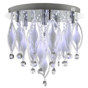  Remote Controlled 6lt Flush Ceiling, Chrome With Clear/White Glass De BPOSL449