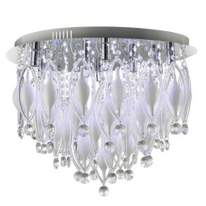  Remote Controlled 9Lt Flush Ceiling, Chrome With Clear/White Glass De BPOSL450