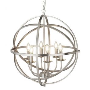  Orbit 6lt Cage Frame Orb Pendant, Satin Silver BPOSL456