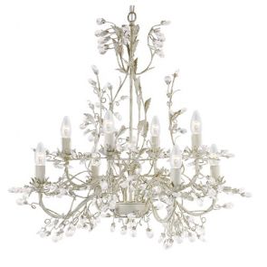  8 Light Ceiling, Cream Gold Finish With Leaf Dressing And Clear Crystal BPOSL468