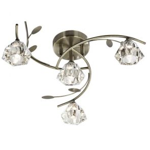  4 Light Semi-Flush, Antique Brass, Clear Glass BPOSL484