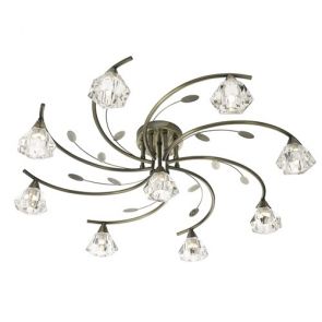  9 Light Semi-Flush, Antique Brass, Clear Glass BPOSL488