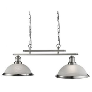  2 Light Ceiling Bar, Satin Silver, Marble Glass BPOSL497