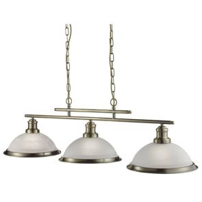  3 Light Ceiling Bar, Antique Brass, Marble Glass BPOSL498