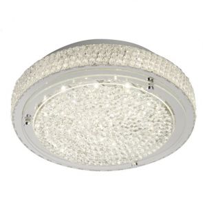  Flush Led Ceiling Flush (Dia 30cm), Chrome, Clear Crystal Centre Deco BPOSL502
