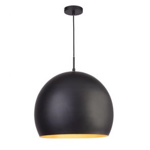  Industrial Pendant - 1lt 40cm Matt Black Ball Pendant, Gold Interior BPOSL561