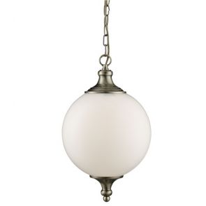  1 Light Pendant, Antique Brass, Opal Glass BPOSL565