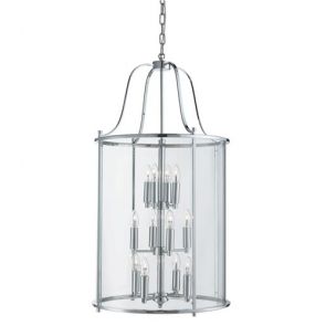  Lantern, 12lt Chrome, Clear Glass Panels BPOSL570