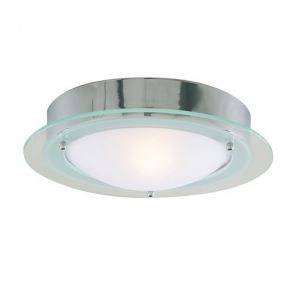  Bathroom Flush Ip44 1 Light - Chrome Clear/Opal Glass BPOSL577