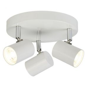  (Dim) 3 Light Cylinder Head Spot Plate, White & Chrome BPOSL589