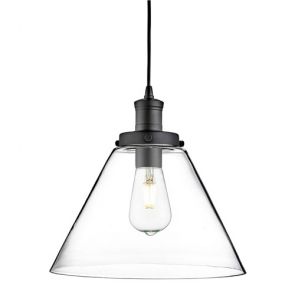  1 Light Pendant, Matt Black, Clear Pyramid Glass Shade BPOSL605