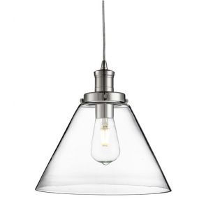  1 Light Pendant, Chrome, Clear Pyramid Glass Shade BPOSL606