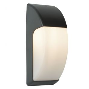 Led Outdoor 1 Light Crescent Wall Light (32cm) Dark Grey/Opal BPOSL608