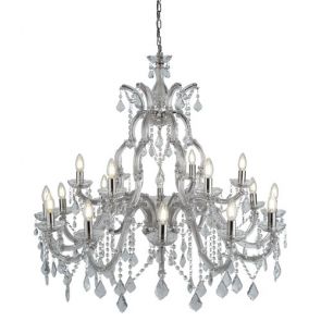  18 Light Chandelier, Chrome, Clear Crystal BPOSL622