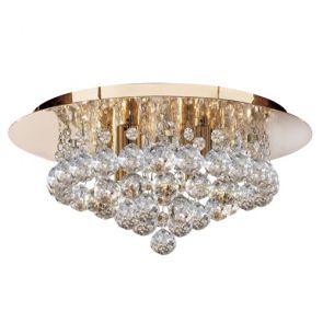  4 Light Gold Round Flush Cl Xtal Balls BPOSL632