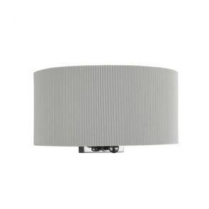  Drum Pleat - 2 Light Wall Bracket, Silver Pleated Shade, Frosted Glass Diffuser 