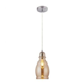  1 Light Pendant, Amber Glass Shade & Chrome BPOSL656
