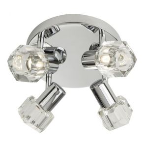  Led 4lt Spotlight Plate, Chrome, Clear Glass BPOSL680