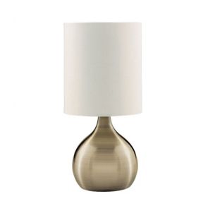  Touch Table Lamp, Antique Brass Base, White Drum Shade BPOSL702