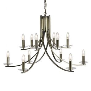  12 Light Ceiling, Antique Brass Twist Frame With Clear Glass Sconces BPOSL728