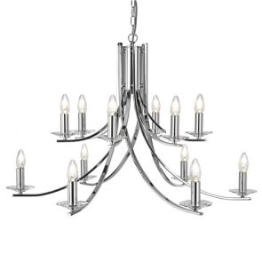 12 Light Ceiling, Chrome Twist Frame With Clear Glass Sconces BPOSL729