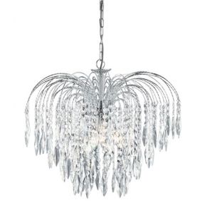  5 Light Ceiling, Chrome, Clear Crystal BPOSL743