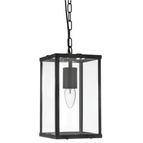  Lantern 1lt Rectangle Black/Clear Glass BPOSL755