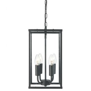  Lantern 4lt Rectangle Black/Clear Glass BPOSL756