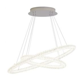  Circle Led 2 Oval Ring Ceiling Pendant, Chrome, Clear Crystal BPOSL757