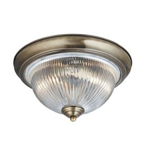  2 Light Ip44 Ceiling Flush, Antique Brass, Clear Glass BPOSL040