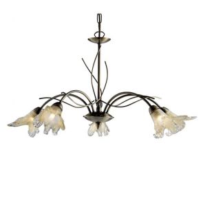  5 Light Ab Ftg - Cw Amber Petal Glass BPOSL792