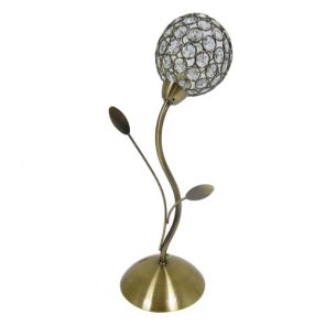  Table Lamp, Antique Brass, Clear Glass Deco Shade BPOSL794