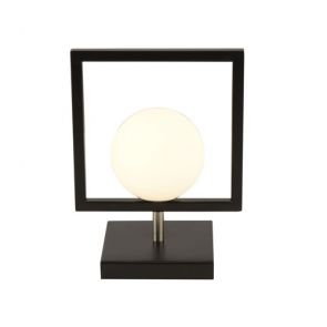  1 Light Matt Black Sq Frame Tl - White Glass Globe BPOSL824
