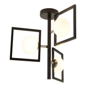  3 Light Pendant, Matt Black And Opal BPOSL827