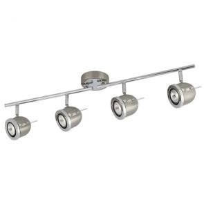  4 Light Spotlight Split Bar, Satin Silver With Chrome Trim, Adjustable Arms BPOS