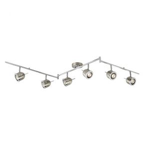  6 Light Spotlight Split Bar, Satin Silver With Chrome Trim, Adjustable Arms BPOS
