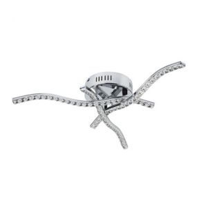  3 Arm Led Ceiling Flush, Chrome, Clear Crystal Trim BPOSL886