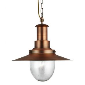  Pendant - 1lt Large Pendant, Copper With Seeded Glass BPOSL900