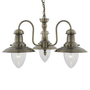  3 Light Ceiling, Antique Brass With Seeded Glass Shades BPOSL908