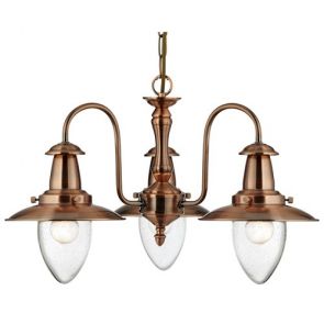  3 Light Ceiling, Copper With Seeded Glass Shades BPOSL909