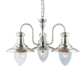 3 Light Ceiling, Satin Silver With Seeded Glass Shades BPOSL910