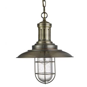  Caged Pendant, Antique Brass, Seeded Glass BPOSL912