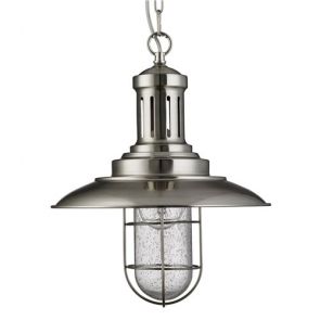  Caged Pendant, Satin Silver, Seeded Glass BPOSL914