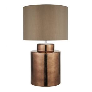  1 Light Bronze Table Lamp, Brown Shade BPOSL918