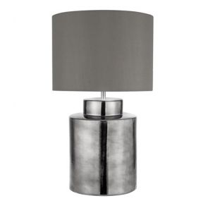  1 Light Chrome Table Lamp, Grey Shade BPOSL919