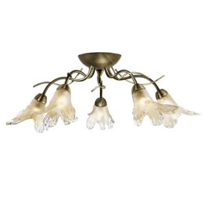  5 Light Ab Semiflush Ftg - Cw Amber Petal Gls BPOSL923