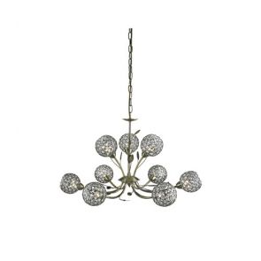  9 Light Ceiling, Antique Brass, Clear Glass Deco Shade BPOSL942