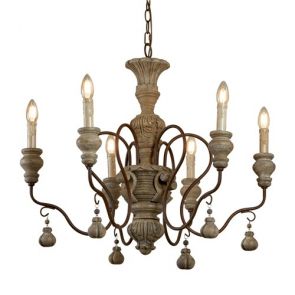  6 Light Pendant, Rustic Brown, Weathered Wood BPOSL969
